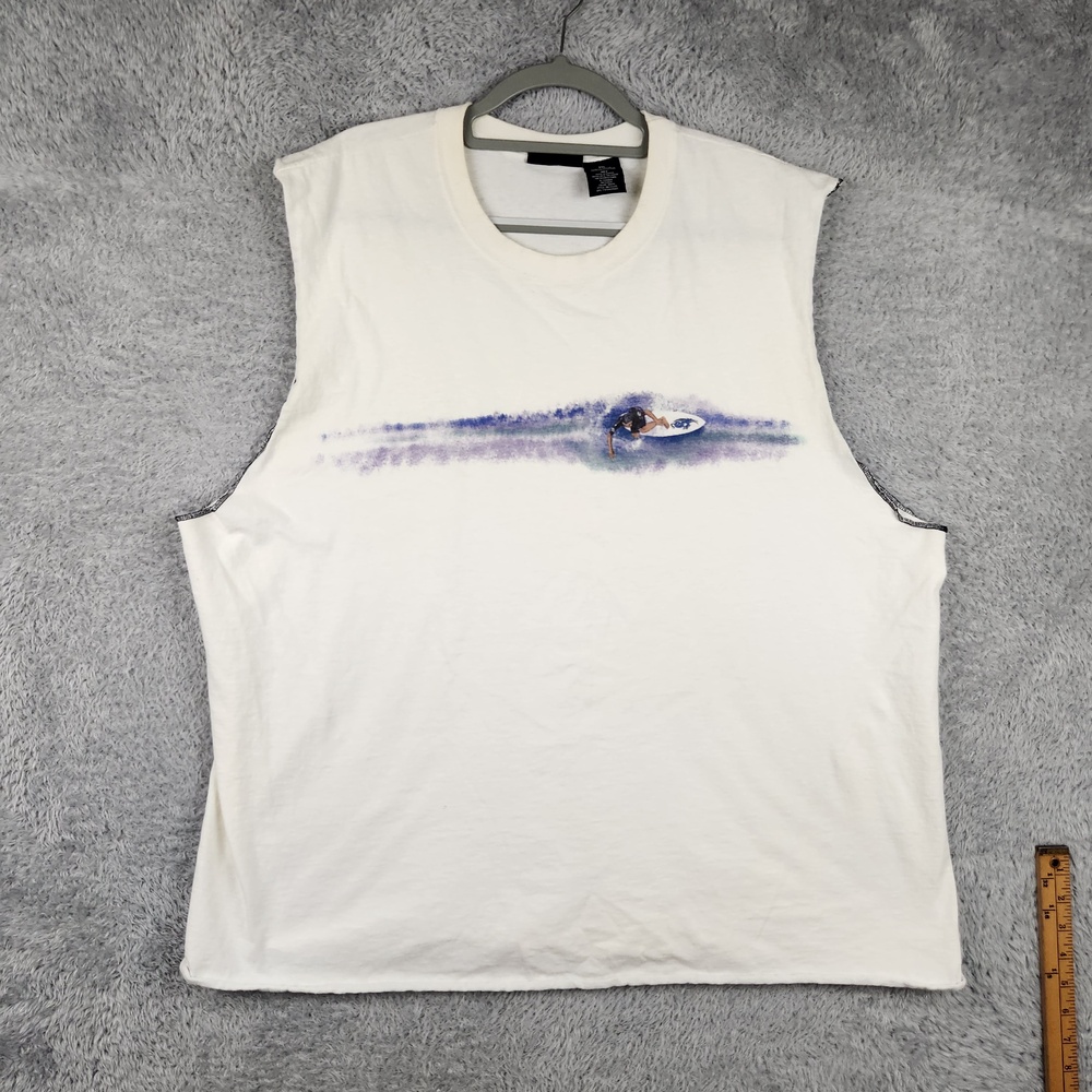 Vintage No Boundaries Shirt Mens 2XL White Surfer Wave Graphic Beach Tank Y2k